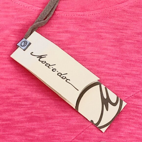 NWT $80 Mod O Doc Womens Small Pink Slub Jersey 3/4 Sleeve Tunic Flowy Tee Top - Picture 9 of 13